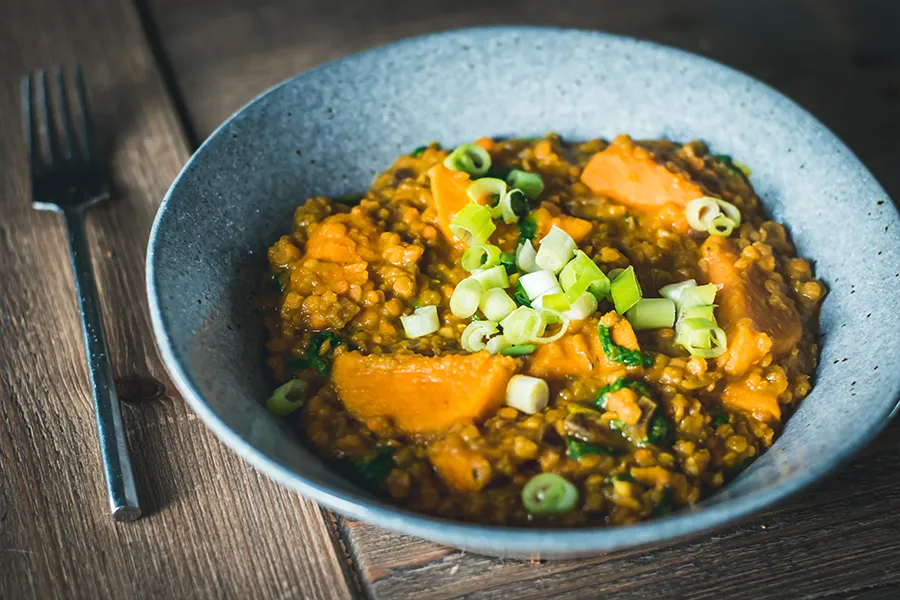 Spinach Sweet Potato And Lentil Dhal