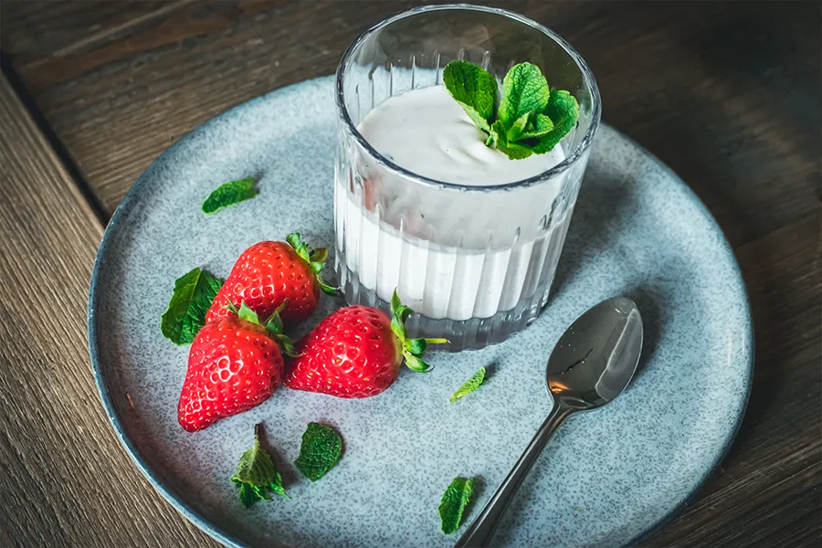 Strawberry And Mint Dairy Free Panna Cotta